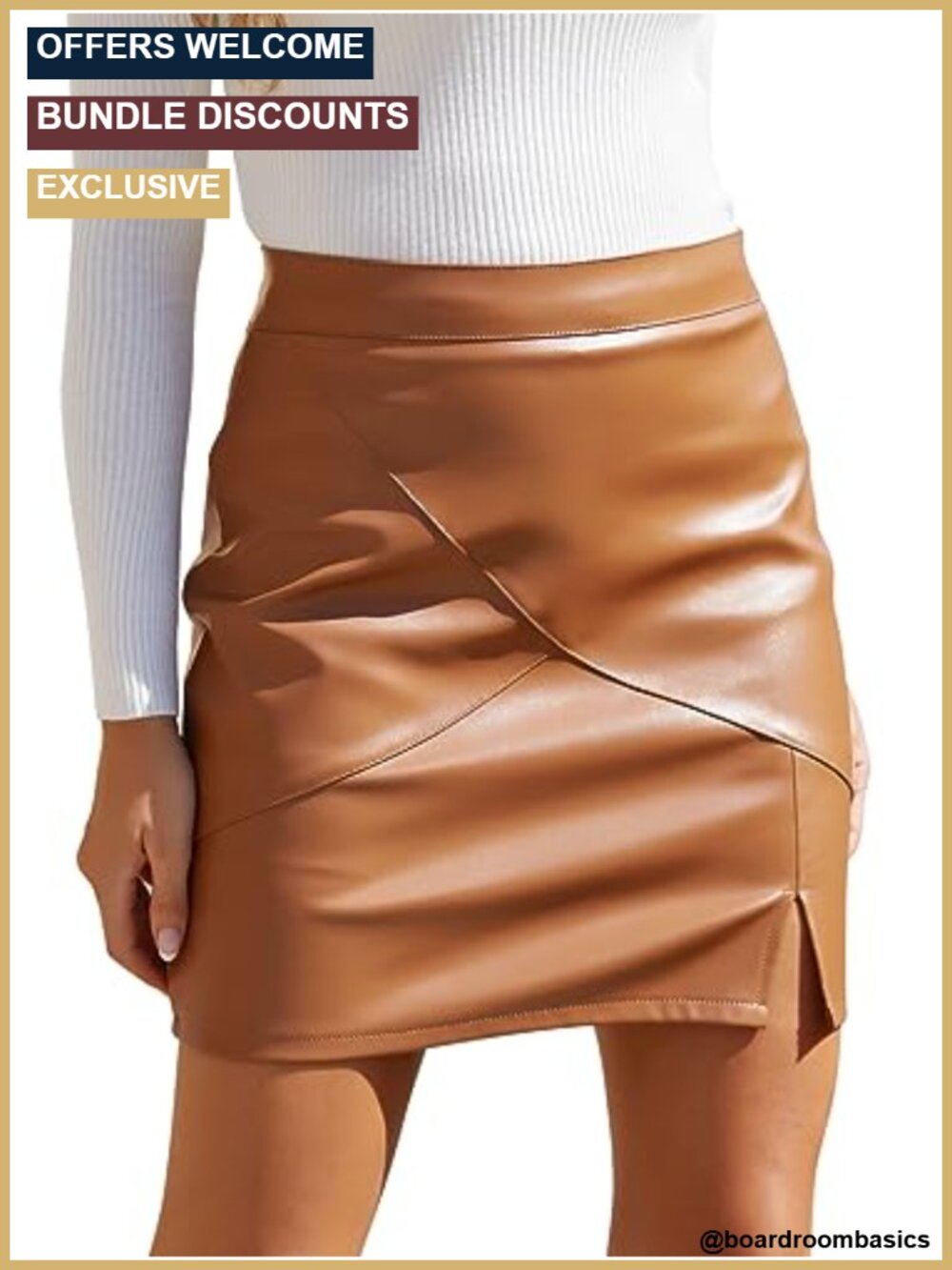 Faux Leather High Waisted Bodycon Pencil Mini Skirt with Shorts